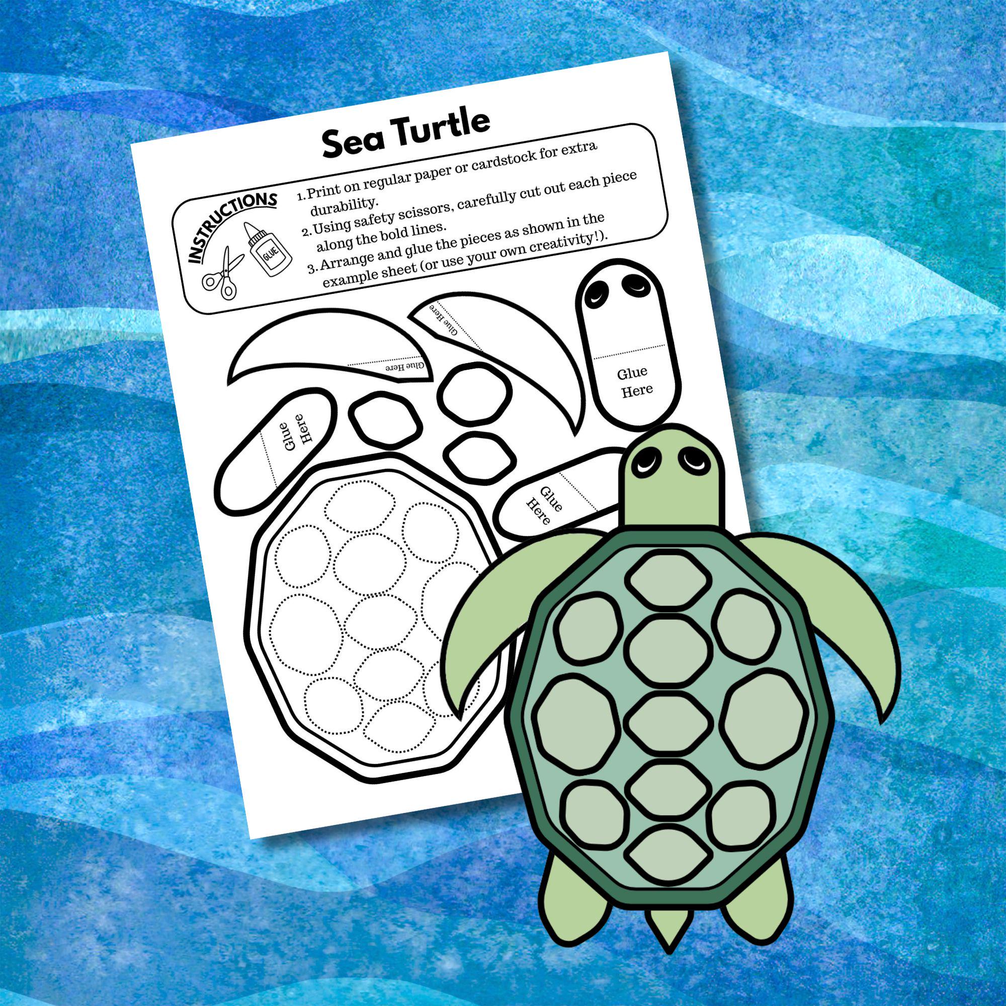 37 Super Cute Sea Turtle Crafts for Kids They Will Love 9 Sea Turtle Craft Activity, Cut and Paste Printable, Turtle Cutouts
