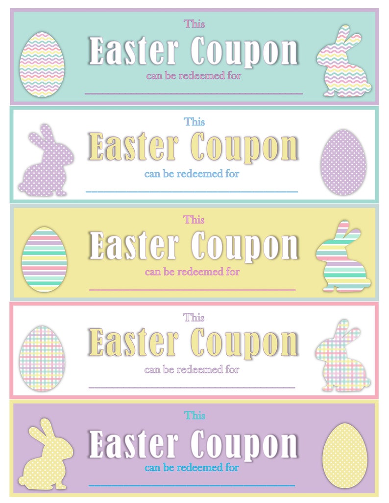 Easter Egg Filler Easter Gift Gift Coupons for Kids Easter Egg Coupons ...