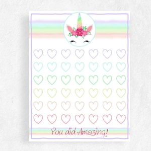 Grafico delle ricompense per bambini di 5 anni ~ Grafico per l&#39;uso del vasino con unicorno ~ Grafico delle ricompense per ragazze ~ Grafico dei lavori arcobaleno ~ Grafico stampabile per bambini
