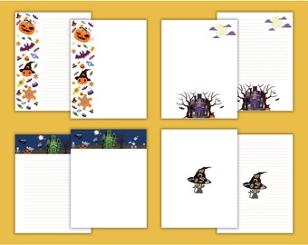 Printable Halloween Stationary ~ Cute Halloween Letter Writing Set ~ Lined/Unlined ~ 8.5x11 ~ A5 Writing Set ~ Halloween Stationery