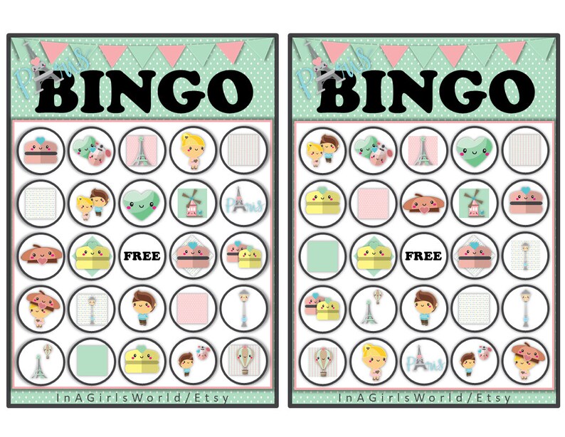 Paris-themed Bingo Cards ~ Printable Bingo Cards ~ Digital Bingo Cards ...