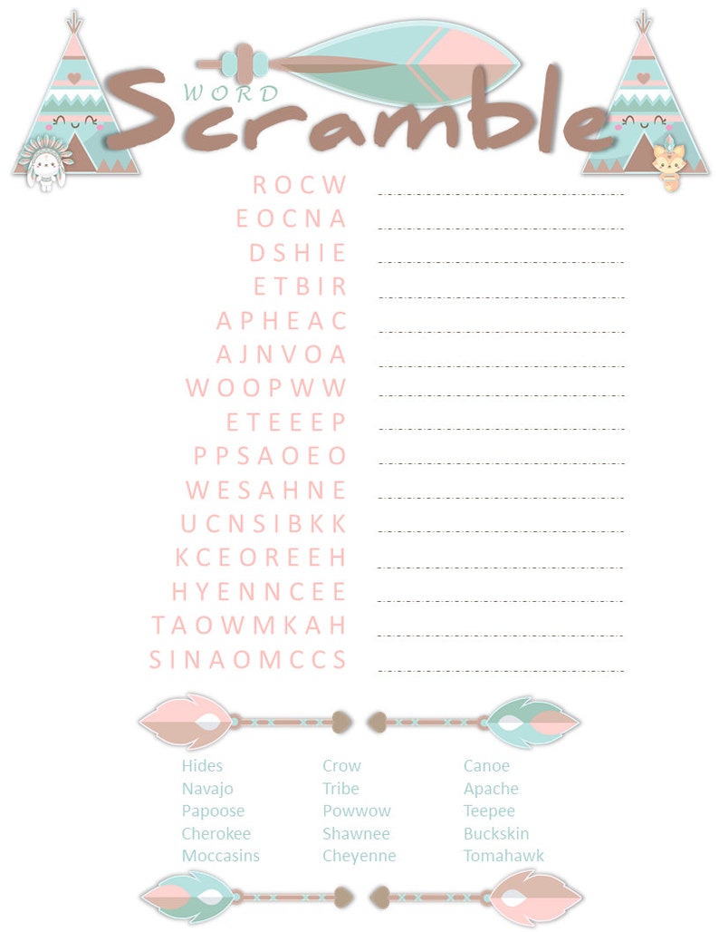 Tribal Games-printable Games for Kids - Etsy