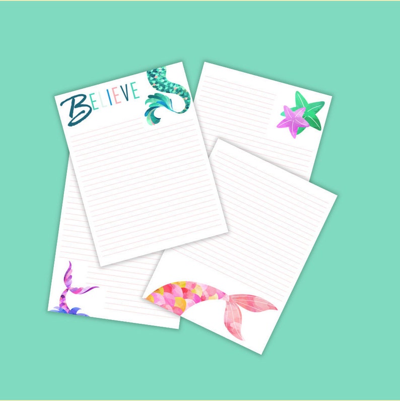 Mermaid Stationery-stationary Paper Pack-mermaid Printables | Etsy