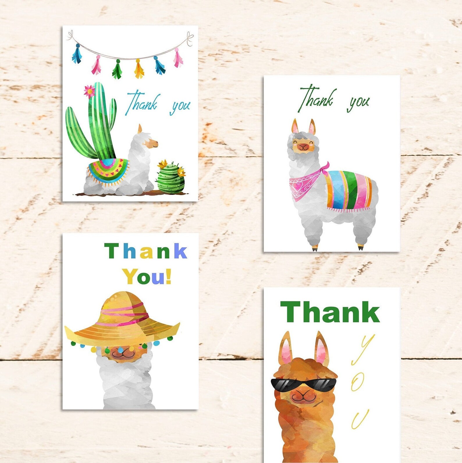 Llama Thank You Cards, Llama Thank You Card, Printable Digital Cards, Digital Card, Instant