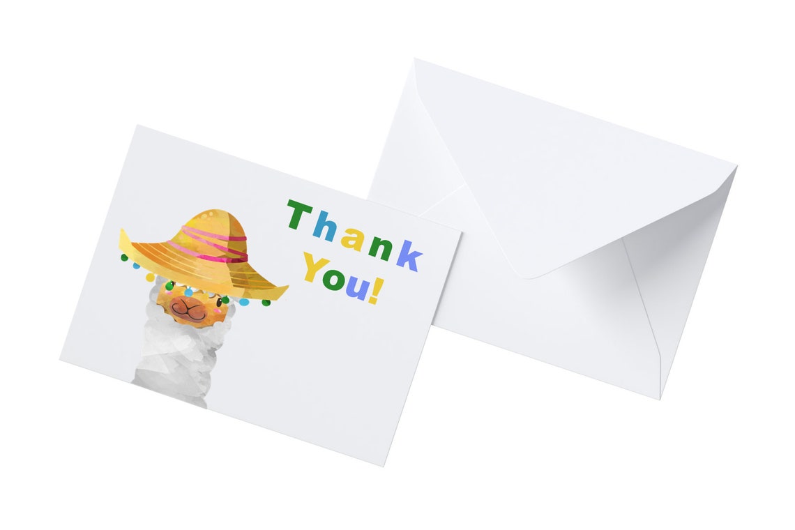Llama Thank You Cards, Llama Thank You Card, Printable Digital Cards ...