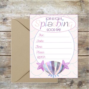 Underwater Theme Party Invitation ~ Seashell Invitation ~ Pool Party Invitation ~ Invitation for Girl&#39;s Party ~ Sea-themed Invitation