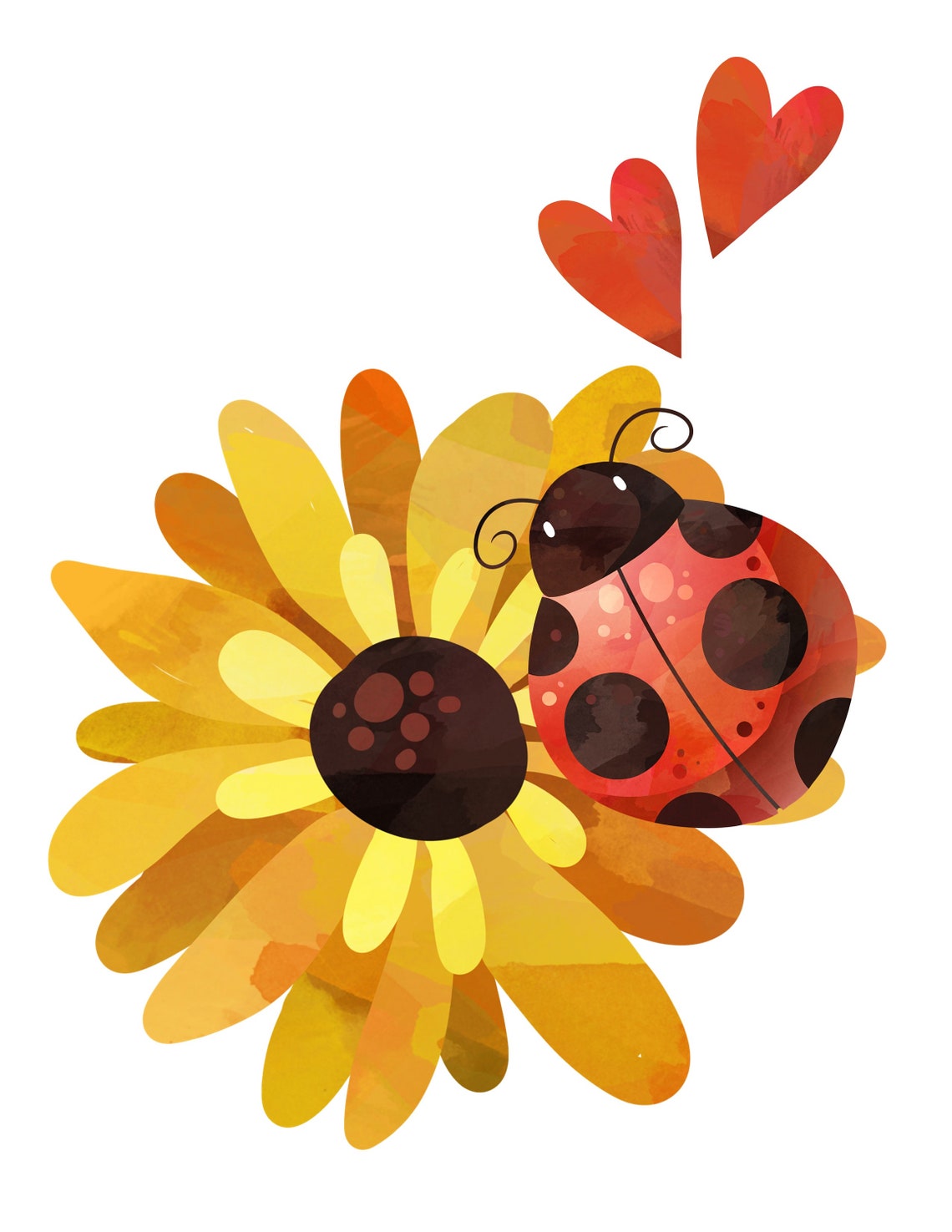 Sunflower Wall Artladybugdigital Downloadnursery Decor Etsy