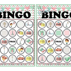 Paris-themed Bingo Cards ~ Printable Bingo Cards ~ Digital Bingo Cards ...
