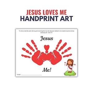 Jesus Loves Me Handprint, Jesus Loves Me Printable Template, Sunday School Crafts, Jesus Loves Me Kids Craft, Handprint Art