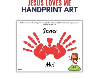 Jesus Loves Me Handprint, Jesus Loves Me Printable Template, Sunday School Crafts, Jesus Loves Me Kids Craft, Handprint Art