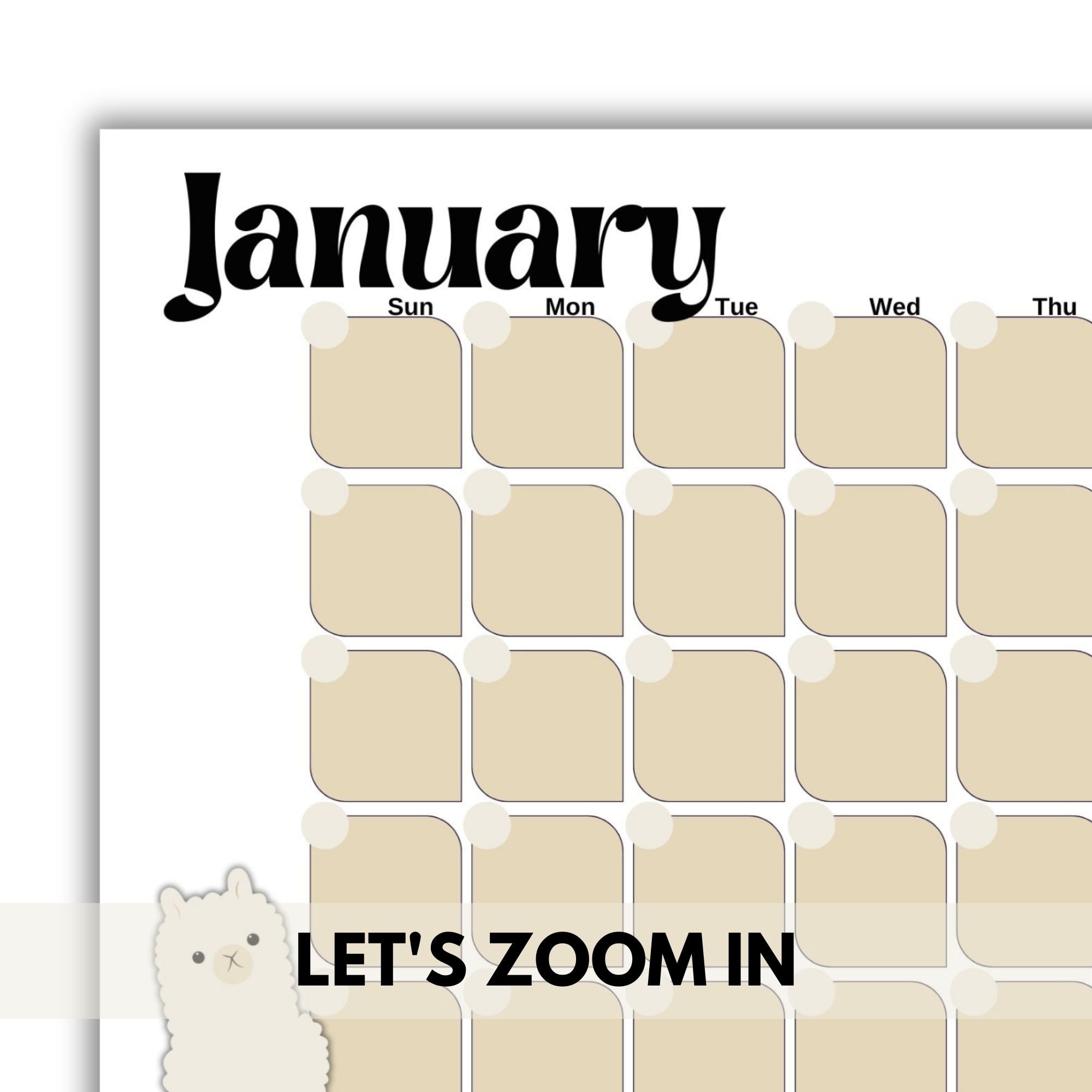 Llama Calendar Printable, Calendar for Kids, Llama Printables, Monthly ...