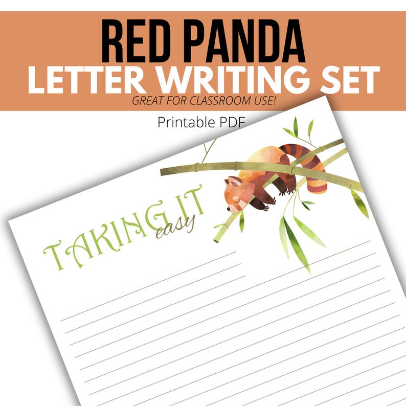 Red Panda Letter Writing Stationery Set, Lined and Unlined - Etsy