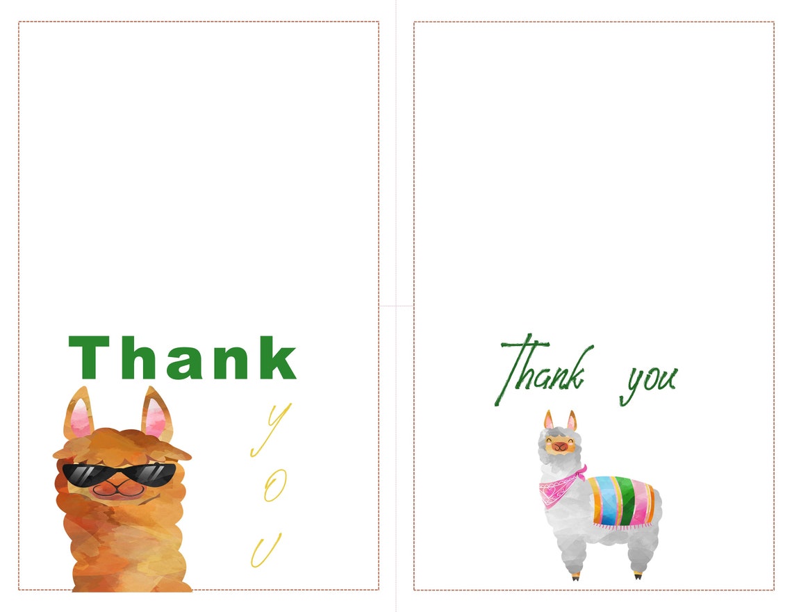 Llama Thank You Cards Llama Thank You Card Printable Digital - Etsy