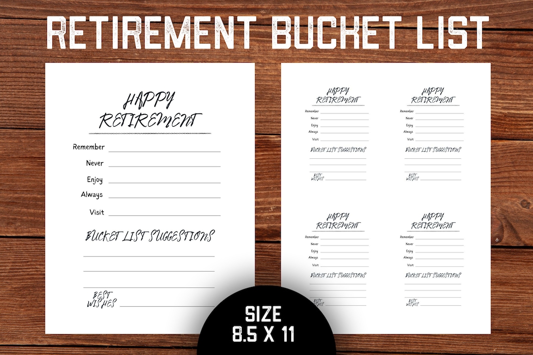 Retirement Bucket List Printable Card Retirement Party Games Etsy
