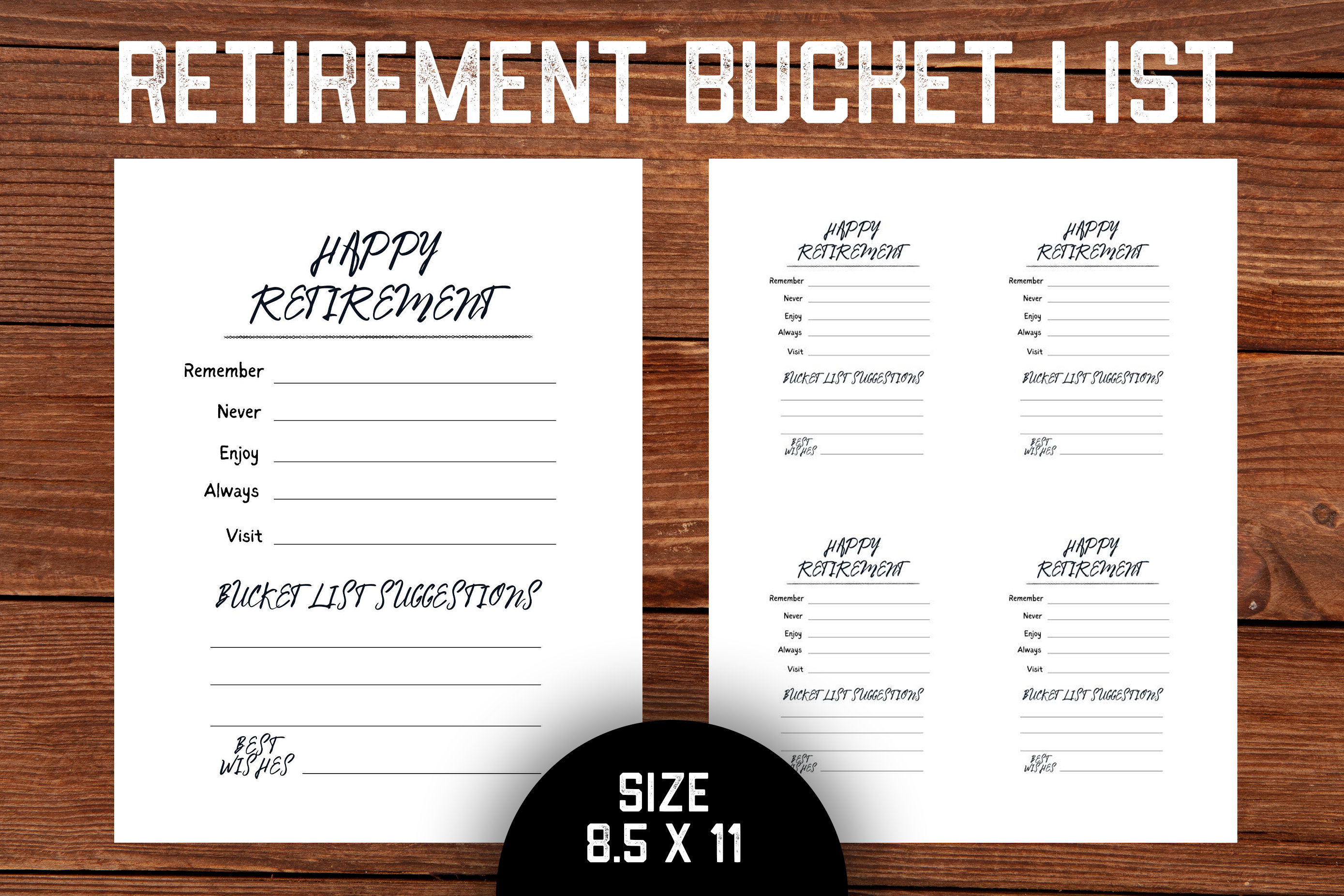Retirement Bucket List Printable Card Retirement Party Games Retirement ...