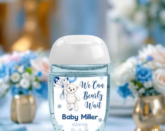 We Can Bearly Wait Polar Bear Baby Shower Favor Stickers Hand Sanitizer Stickers