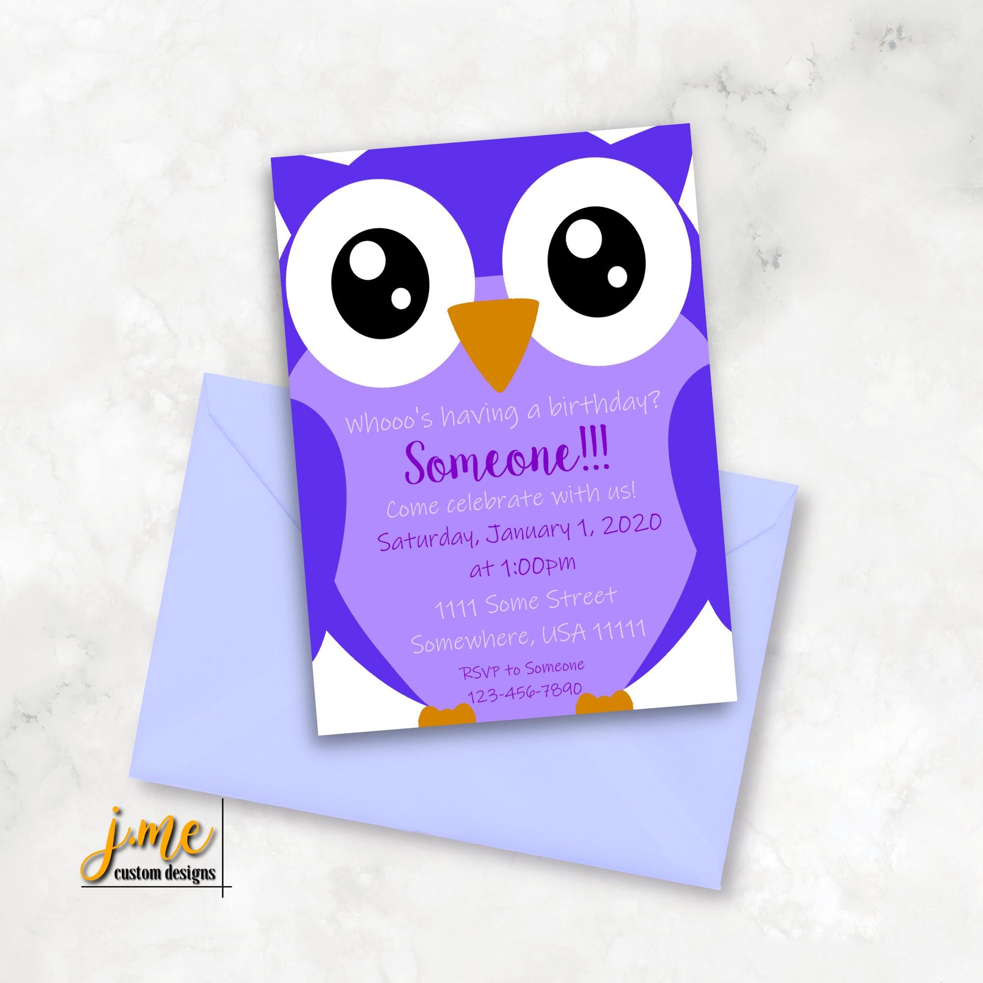 Owl Birthday Invitation, Personalized Birthday Invitation, Who's Having a Birthday, Woodland Owl