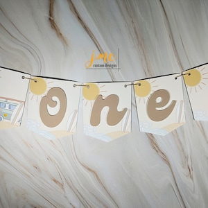 The Big One High Chair Birthday Banner First Birthday Decor ONE Banner Birthday Neutral Color Beach Ocean Birthday Banner for High Chair