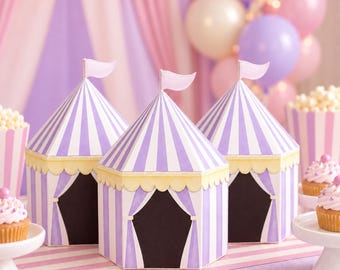 Circus Tent Favor Box for Party Carnival Theme Kid's Party Favor Pastel Circus Personalized