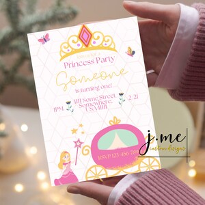 Birthday Party Invitation Template Princess Party Royal Birthday Invite for Little Girl Pretty Pink Princess Birthday Invitation