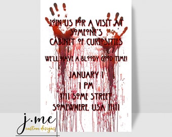 Birthday Invitation Template Horror Birthday Party Cabinet of Curiosities Birthday Bloody Handprints Invite Dripping Blood Horror Birthday