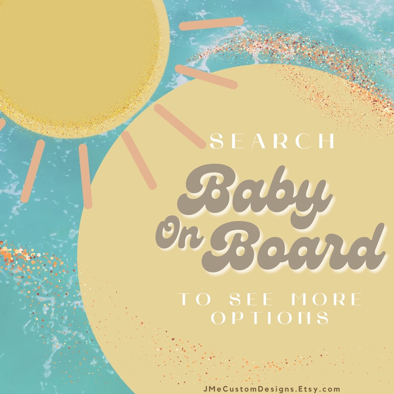 Baby on Board Icon Banner Baby Shower Decor Surfer Icons Neutral Colors Ocean Themed Party image 4