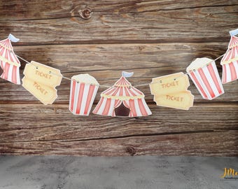 Circus Icon Banner Carnival Theme Party Decorations Red and White