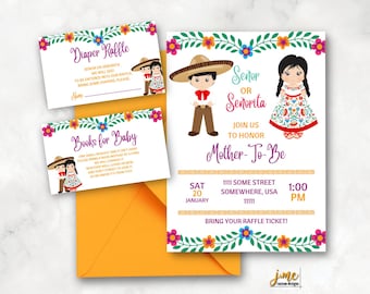 Senor or Senorita Gender Reveal Invitation Template Set Gender Reveal Invite Spanish Gender Reveal Editable Invite Fiesta