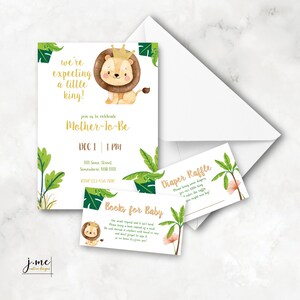 Little King Lion Cub Baby Shower Digital Invitation Set Baby Lion King We&#39;re Expecting a Little King Baby Shower Invite and Card Inserts