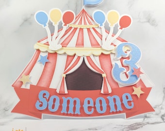 Cake Topper 3 Ring Circus Personalized Birthday Cake Topper Circus Theme Custom Name Third Birthday Cake Topper