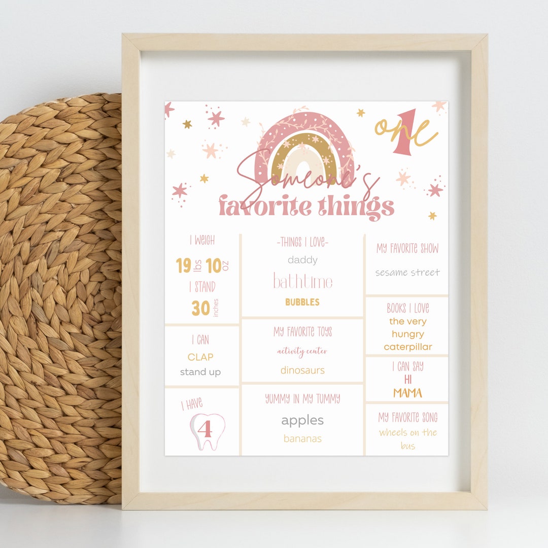 First Birthday Milestone Printable Editable Template Boho Rainbow ...