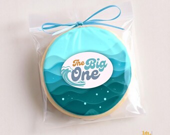 Hang Ten Surfer Party Favor Stickers First Birthday Decorations Bright
