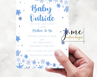 Baby Shower Boy Winter Theme Baby Shower Invitation Template Blue Snowflakes Winter Baby Shower Editable Baby Shower For Boy