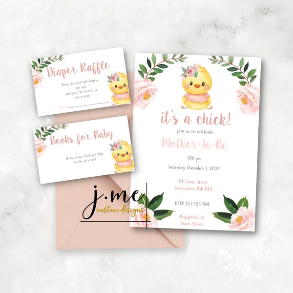 Modèle d'invitation de baby shower pour petite fille