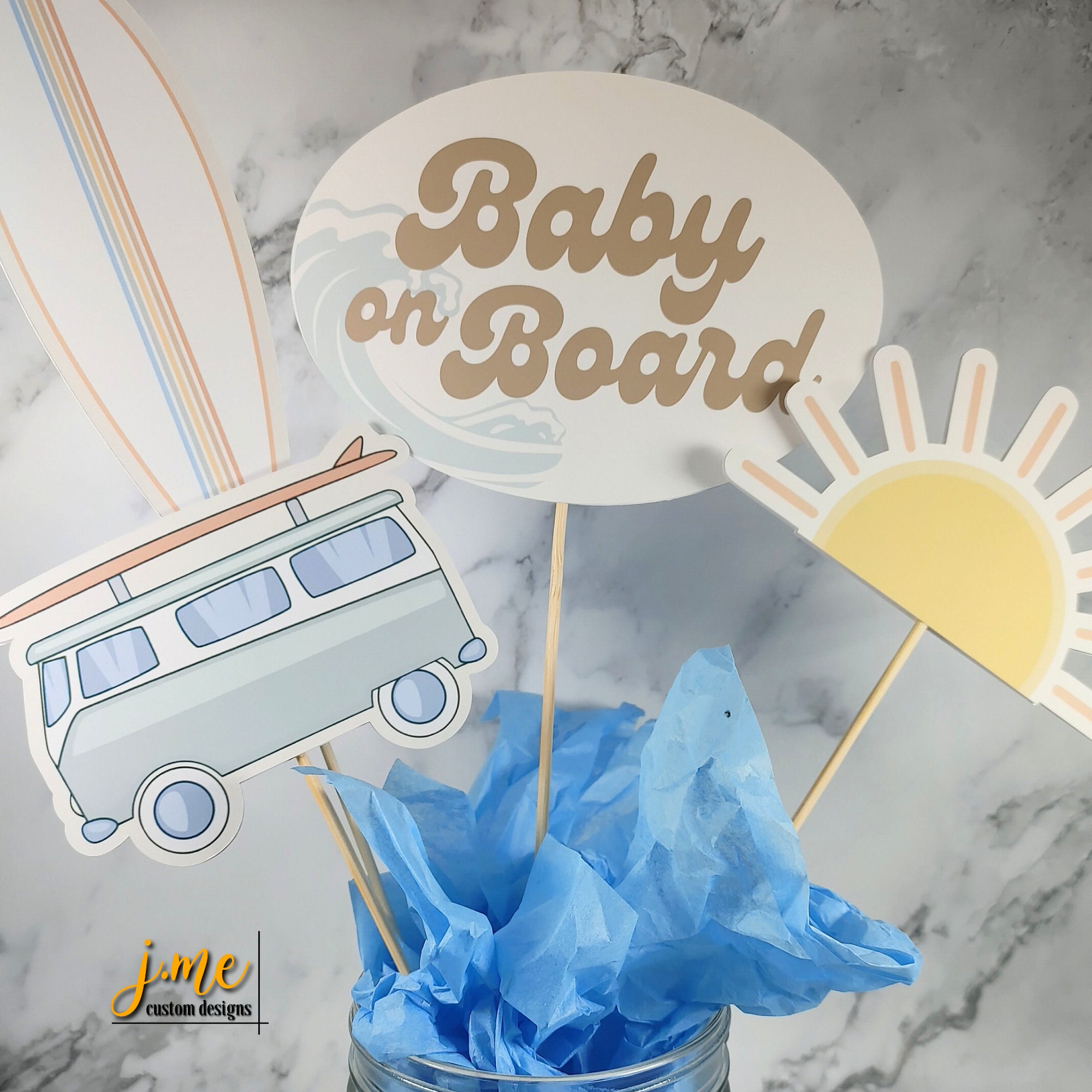 Baby On Board Surf Theme Baby Shower Decorations – Banner, Garland, Cake Topper & Balloons Set - View #10