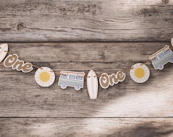 The Big One Icon Banner First Birthday Decor Surfer Birthday Neutral Beachy Ocean Party