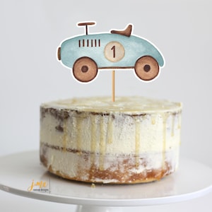Fast One Cake Topper Blue Vintage Car Old Car Cake Topper for Birthday Party Cake Fast One Vintage Race Car First Birthday Racing Car Blue