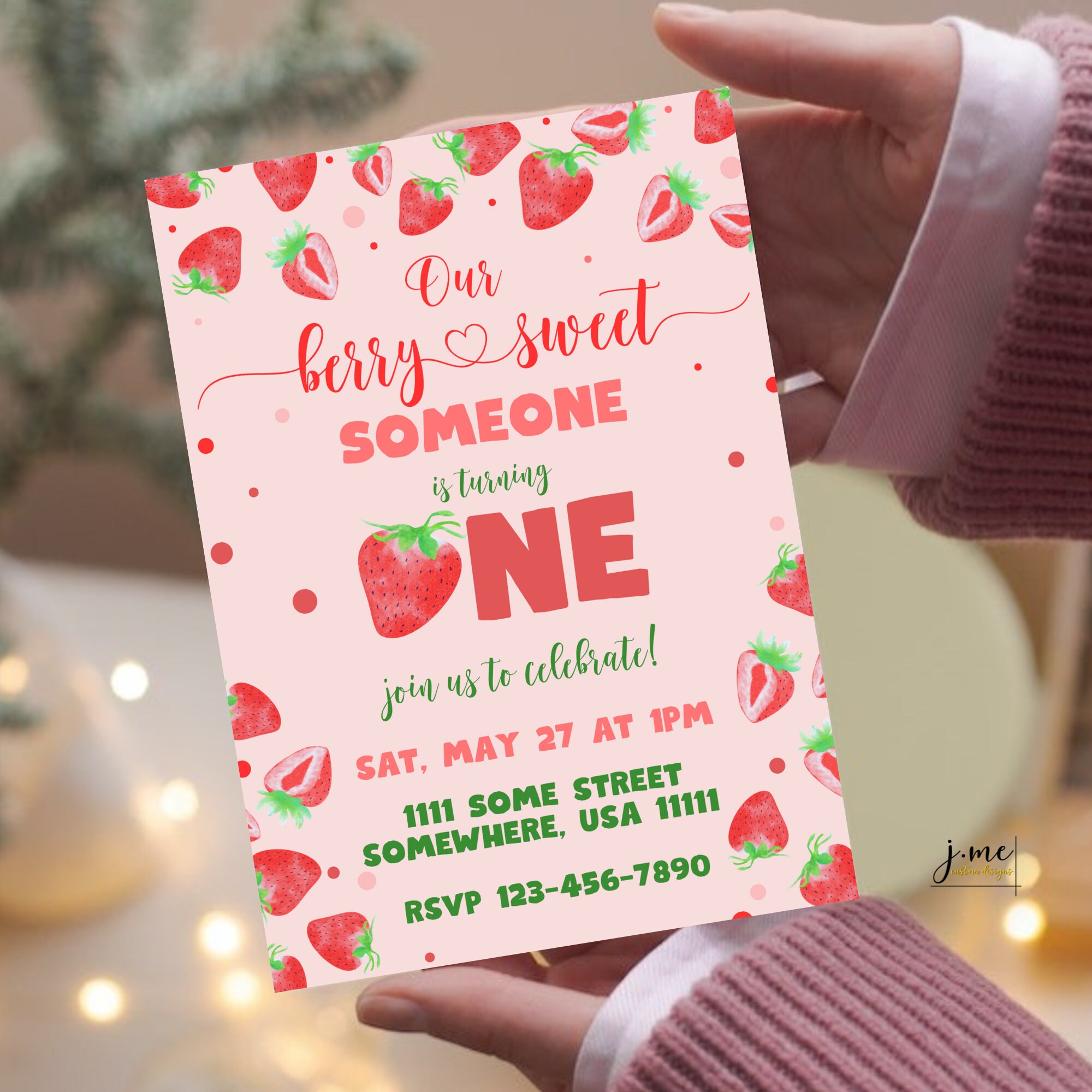 Birthday Party Invitation Template Berry Sweet First