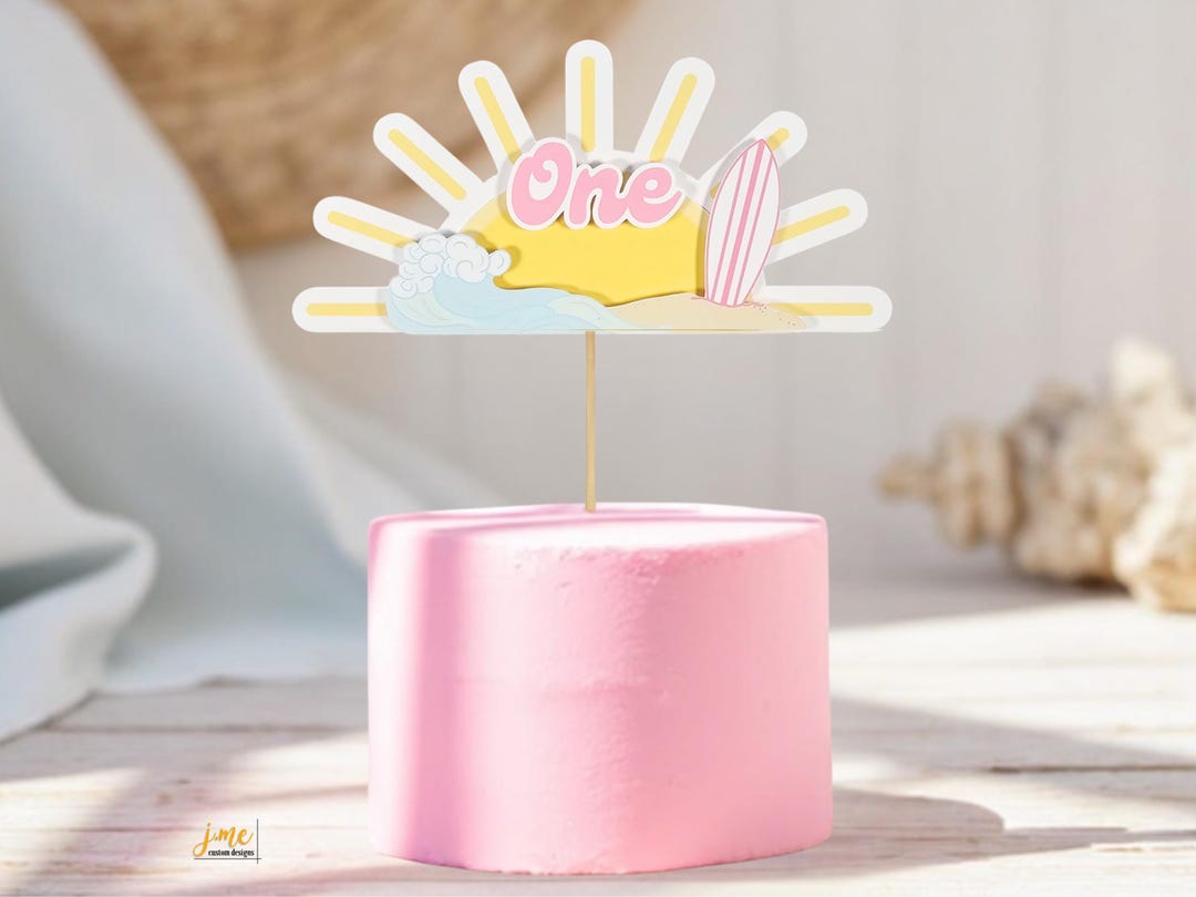 The Big One Surfer Girl First Birthday Decor Cake Topper for First ...