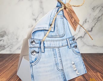 Denim Party Favors Overalls Box Denim and Diamonds Blue Jean Baby Guest Gift