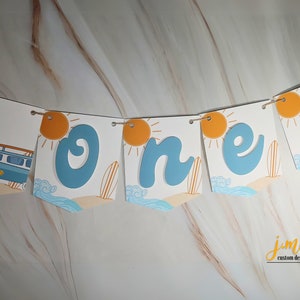 The Big One High Chair Birthday Banner First Birthday Decor ONE Banner Birthday Bright Color Beach Ocean Birthday Banner for High Chair