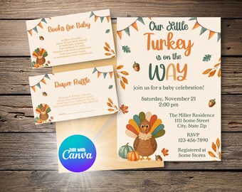 Little Turkey Baby Shower Invitation Set
