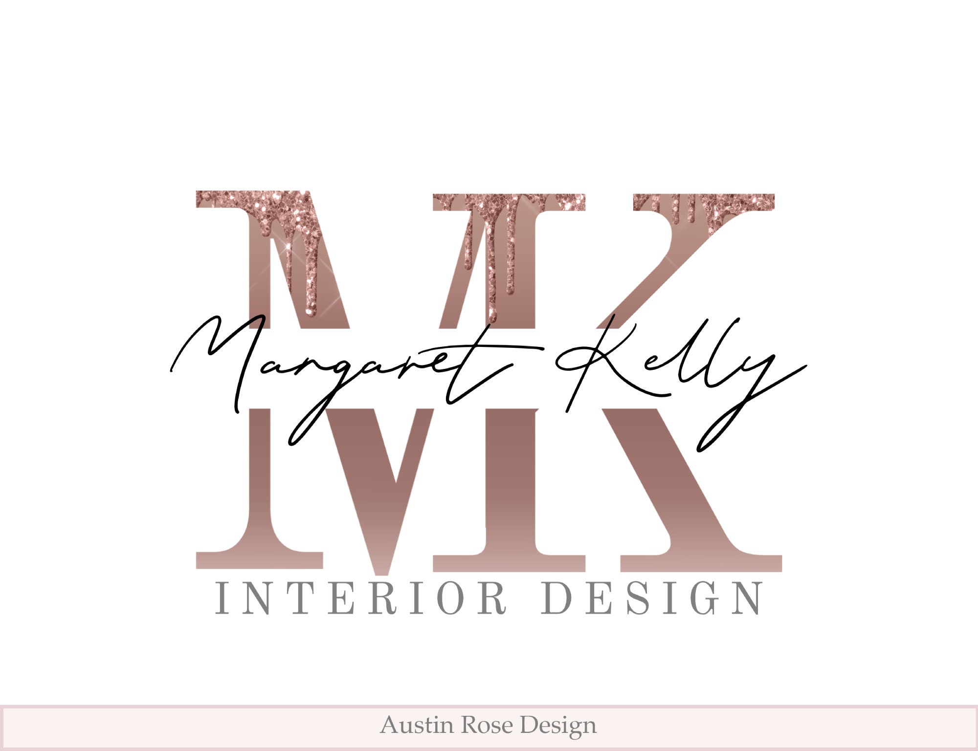 Dripping Rose Gold Logo Rose Gold Initials Logo Design Etsy
