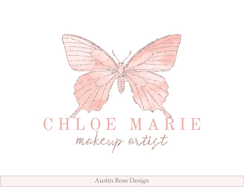 Interior Design Hair Salon Online Business Boutique Logo Premade Logo Design Custom Logo Pink Butterfly Logo Logo Design Beauty