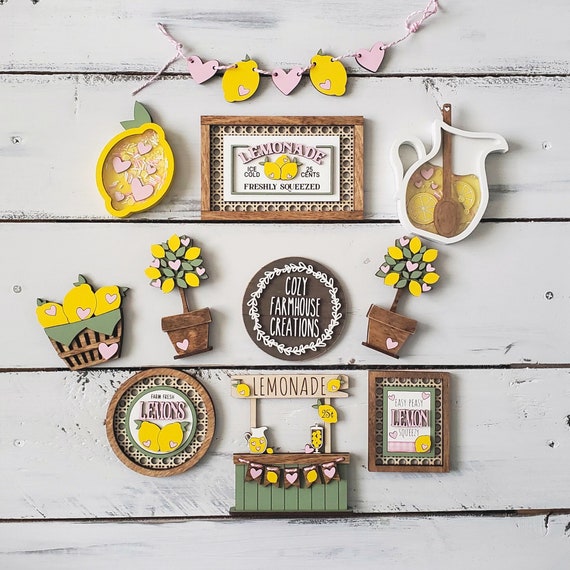 3D Lemonade Wood Decor for Tiered Tray Summer Spring Shelf Etsy
