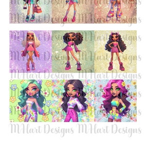 Girly Fashionista Stickers: Printable Scrapbook Stickers (PNG/PDF)