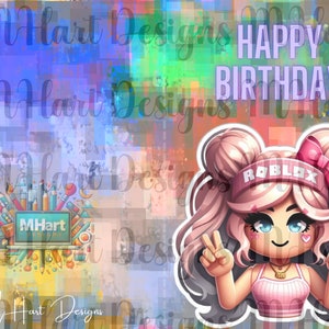 Printable Cartoon Birthday Card- Roblox card, birthday card for kids, digital card, printable card