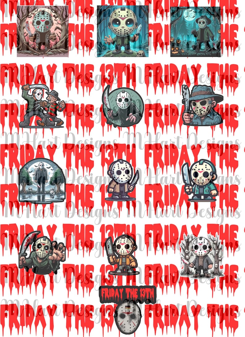 Friday the 13th Horror Stickers: Jason Voorhees Printable Stickers ...