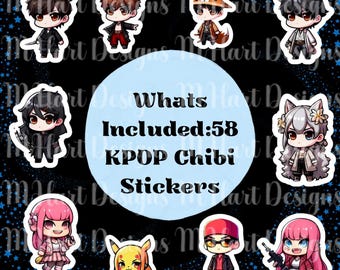 K-Pop Chibi Stickers: Printable Idol Decals (PDF & PNG Digital Download)