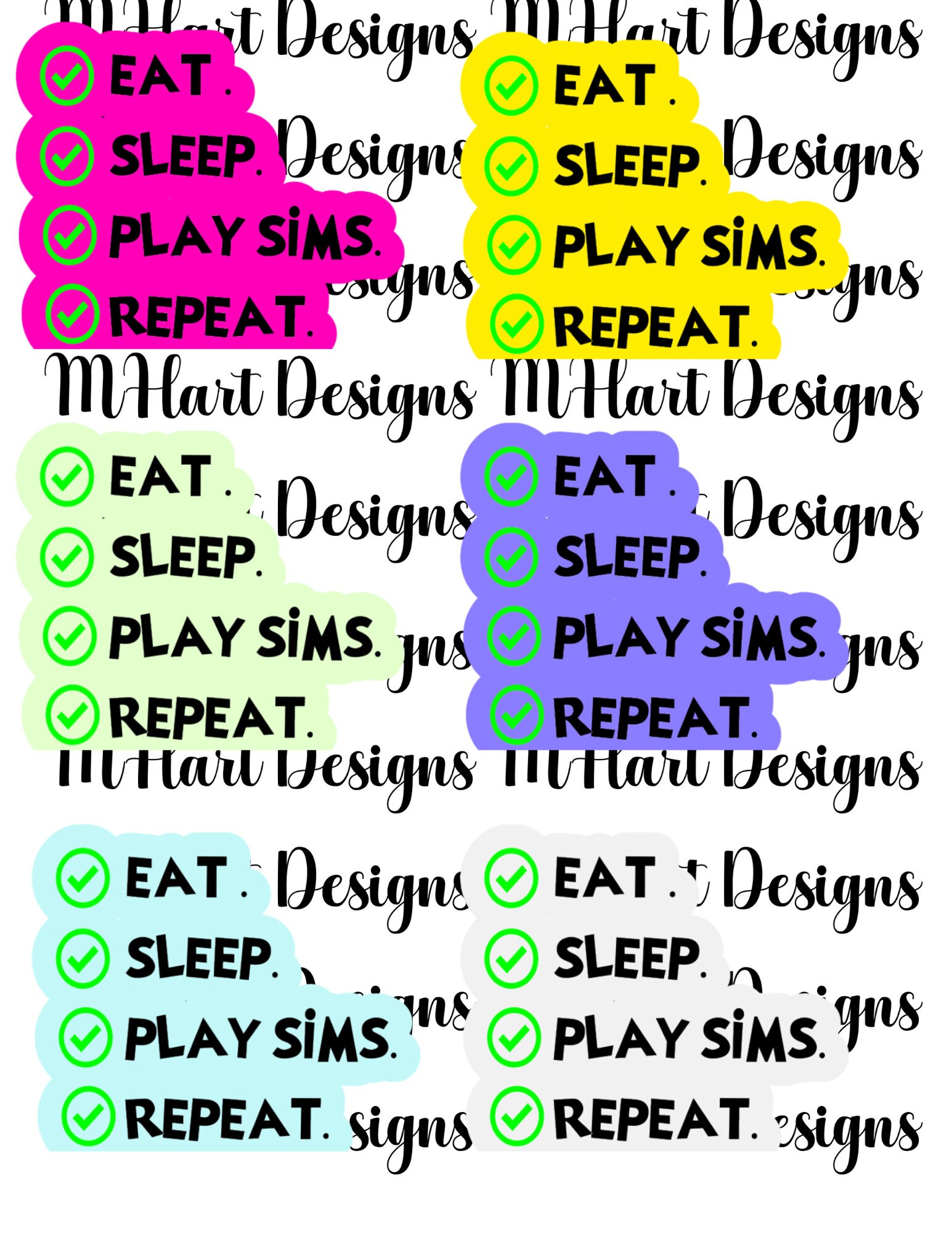 Sims 4 印刷可能なステッカー：シムズ語ゲーマーパーティーの記念品